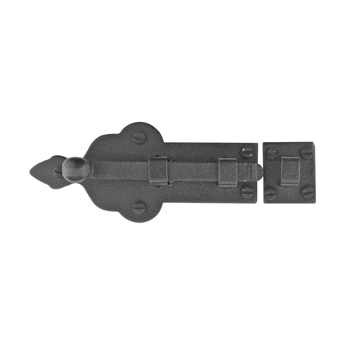 Black Slide Bolt Door Latch 3.75"L Rust Resistant Wrought Iron