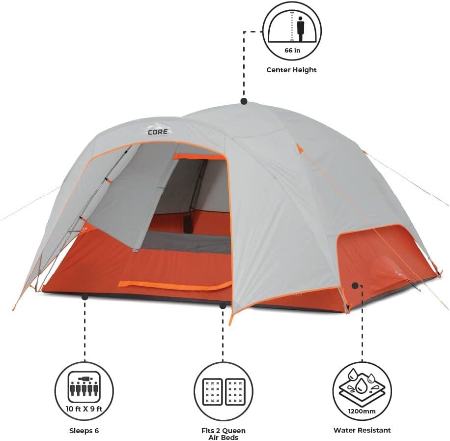 Core 6 Person Dome Tent with Vestibule