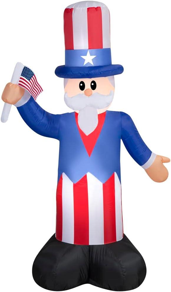 5 ft Patriotic Red White and Blue Inflatable Uncle Sam