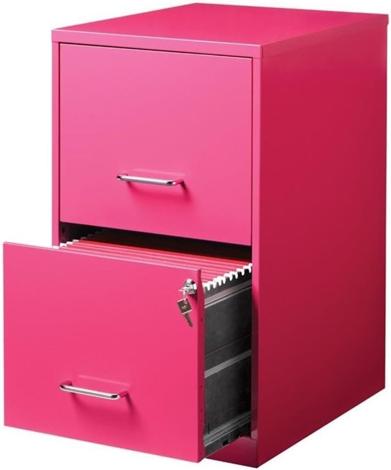 Scranton & Co 2 Drawer File Cabinet with File Organizer in Pink