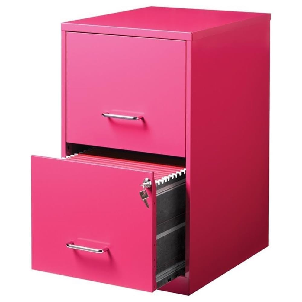 Scranton & Co 2 Drawer File Cabinet with File Organizer in Pink