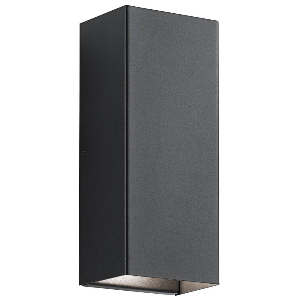 Kichler Walden 12" LED Outdoor Wall Light with Clear Tempered Glass With Inside Etch and Textured Black