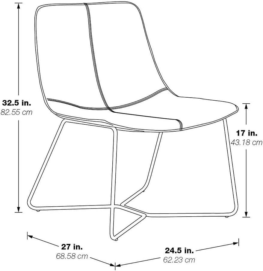 OSP Home Furnishings Grayson Contemporary Scoop Accent Chair, Black with Chrome Base