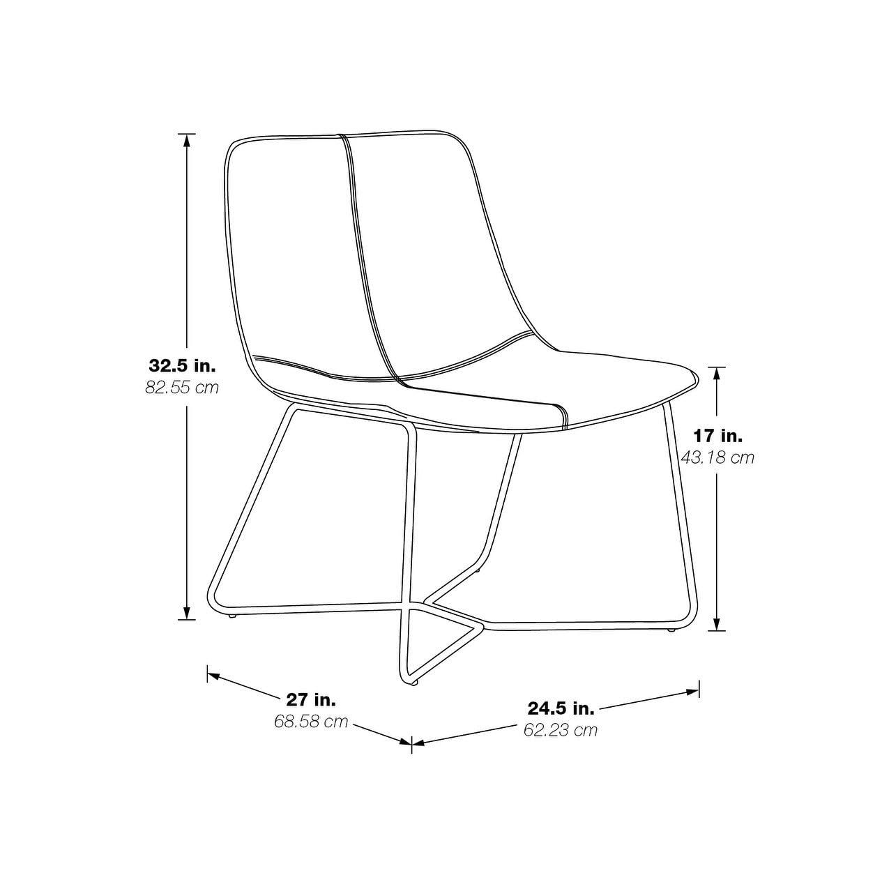 OSP Home Furnishings Grayson Contemporary Scoop Accent Chair, Black with Chrome Base