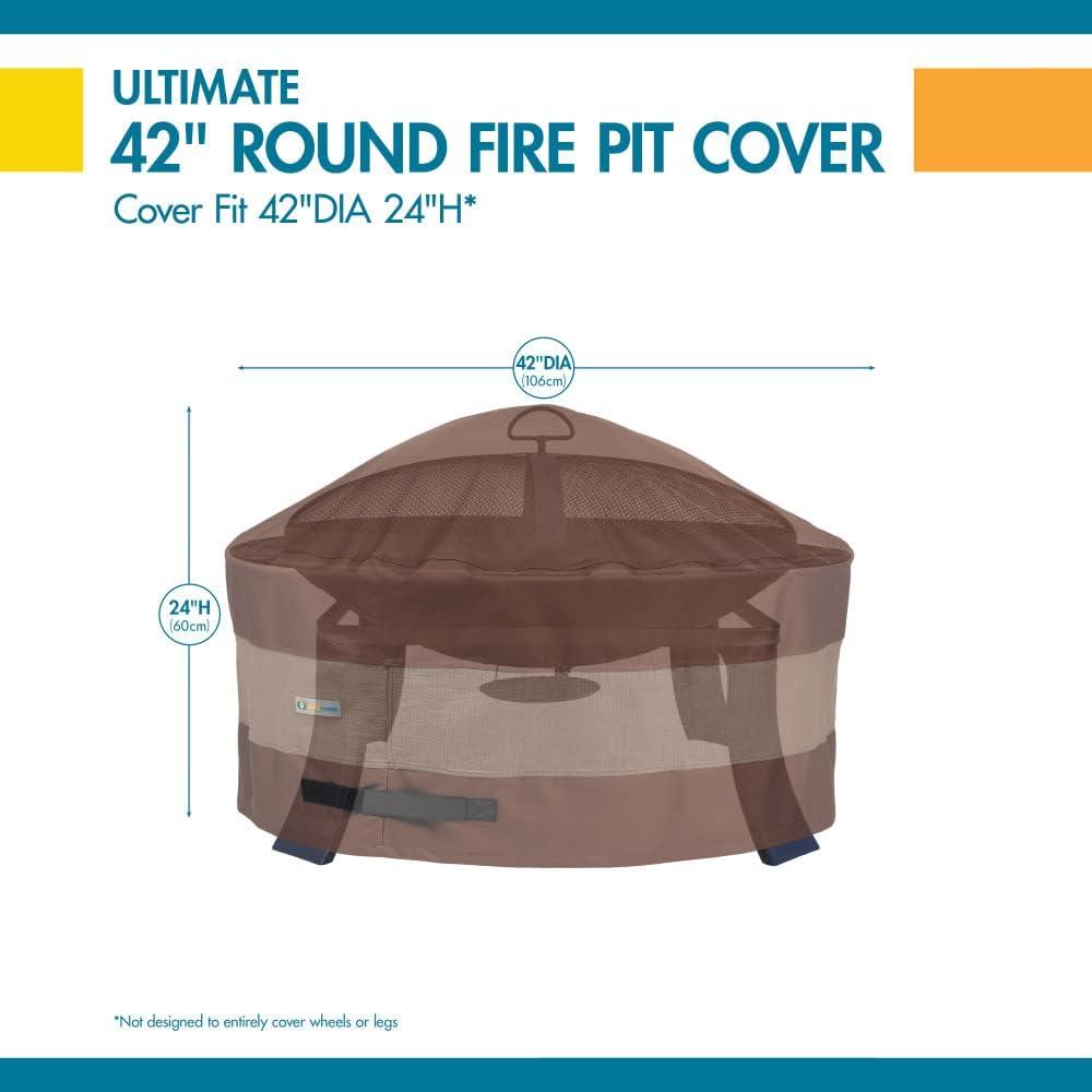 Classic Accessories  44 in. Dia. Ultimate Round Fire Pit with Duck Covers, Mocha Cappuccino