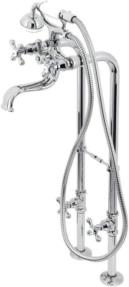 Kingston Brass CCK226K1 Kingston Brass Kingston Three-Handle 2-Hole Freestanding Clawfoot Tub Faucet Package with Supply Line and Stop Valve