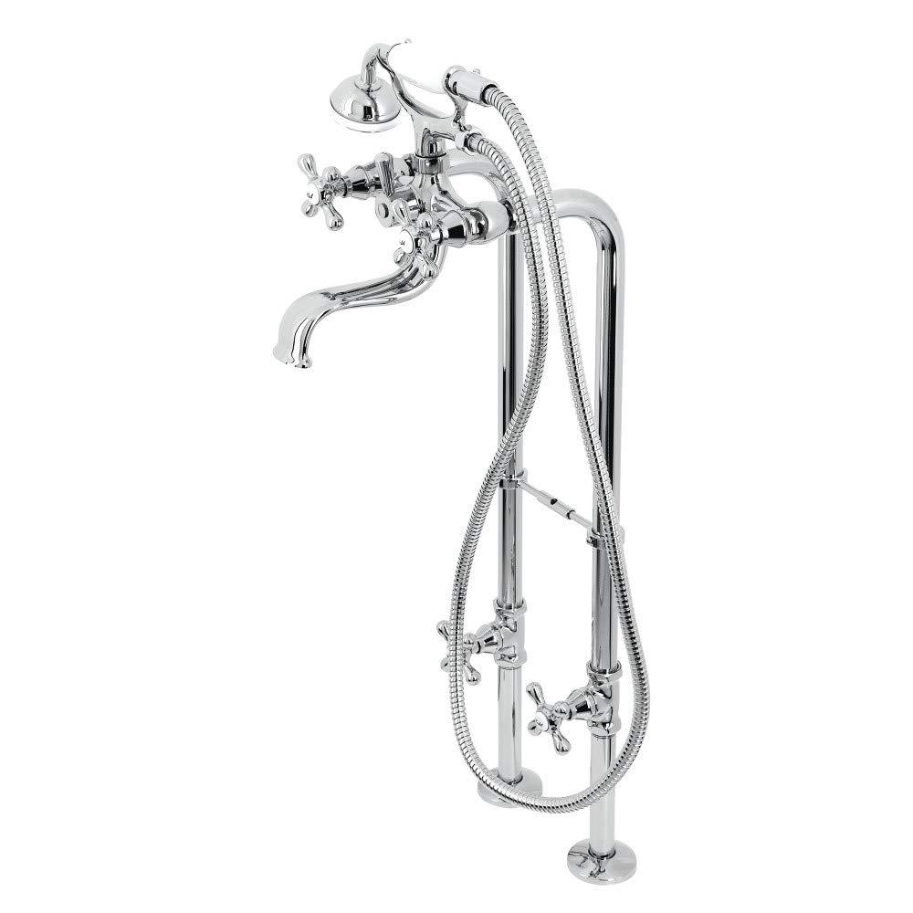 Kingston Brass CCK226K1 Kingston Brass Kingston Three-Handle 2-Hole Freestanding Clawfoot Tub Faucet Package with Supply Line and Stop Valve