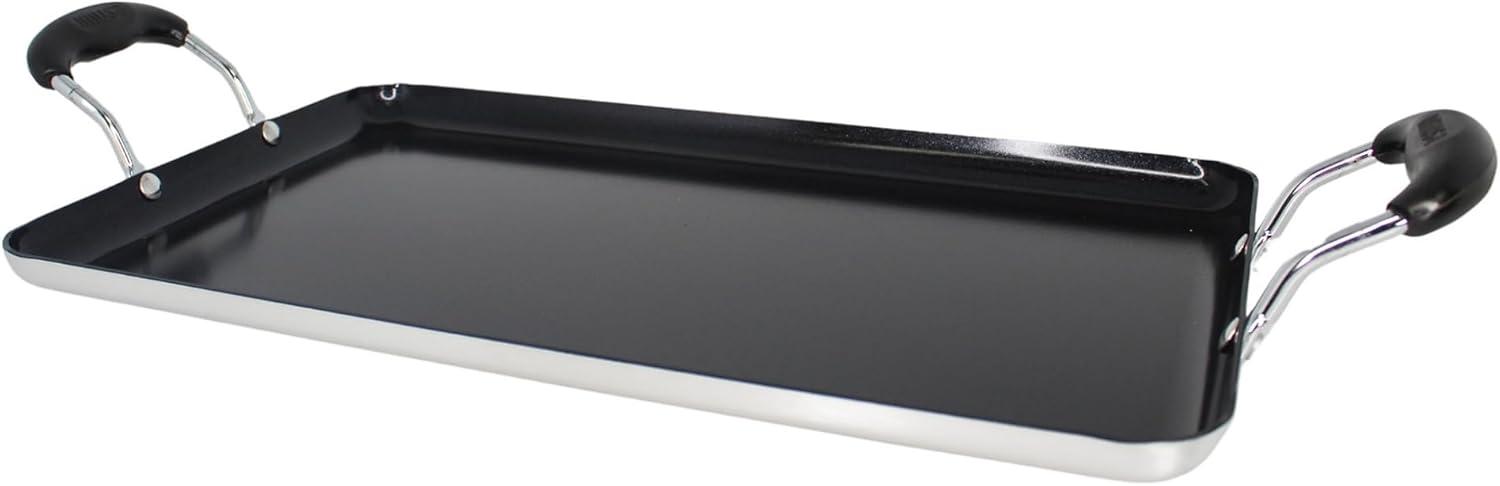 IMUSA 17"x10"Ceramic Double Burner Griddle Black: Stovetop Griddle, Aluminum, Hand Wash, Electric & Gas Compatible