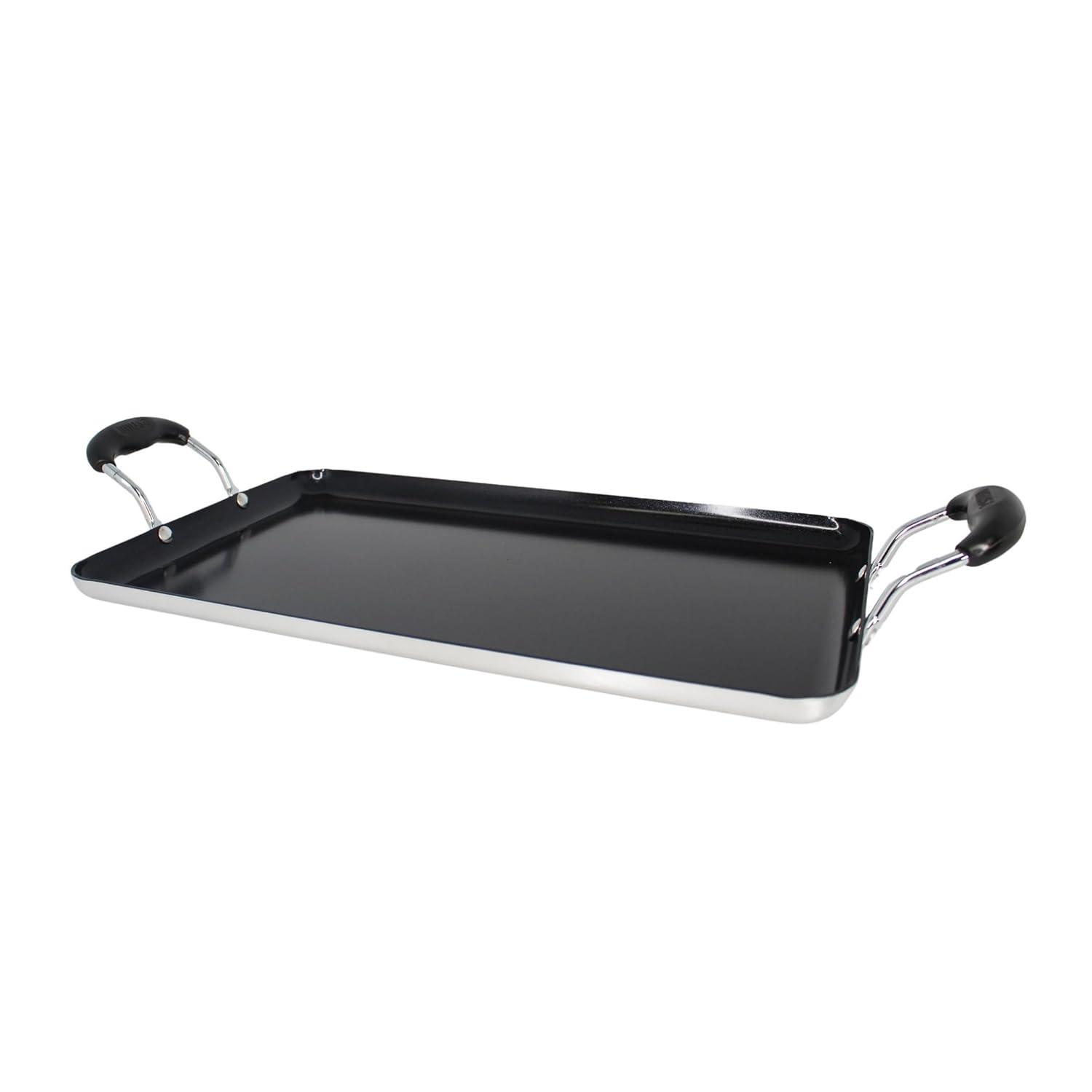 IMUSA 17"x10"Ceramic Double Burner Griddle Black: Stovetop Griddle, Aluminum, Hand Wash, Electric & Gas Compatible