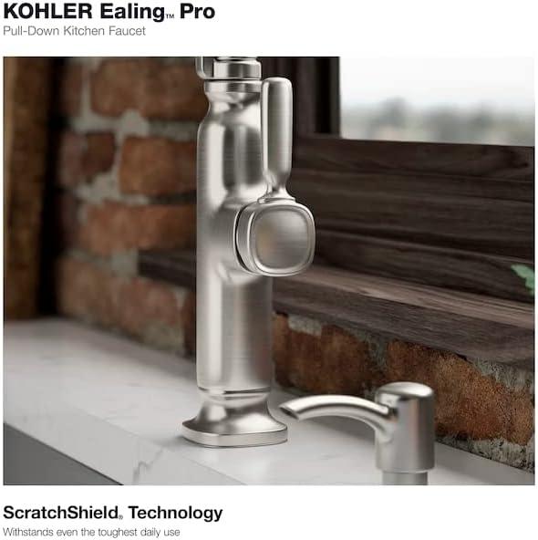 Ealing Stainless Steel Pull-Down Kitchen Faucet with Soap Dispenser