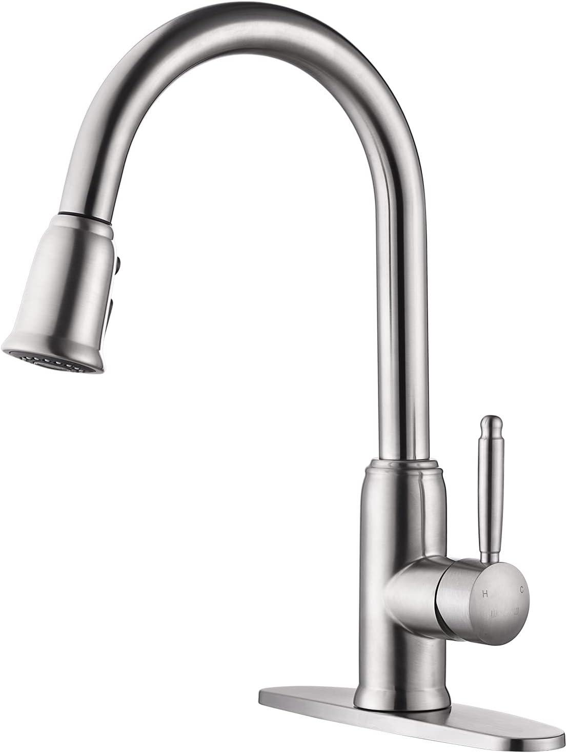 WOWOW Pull Out Kitchen Faucet with Soap Dispenser