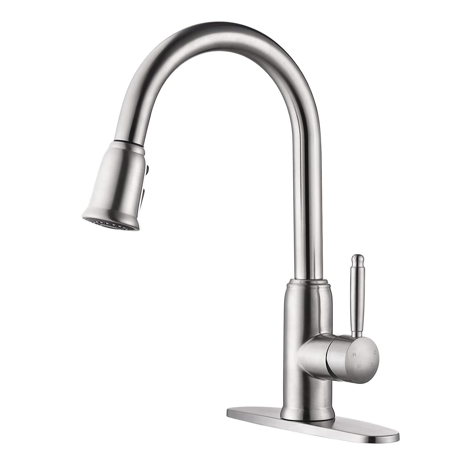 WOWOW WOWOW Pull Down Kitchen Faucet with Soap Dispenser 2310101-S-WF