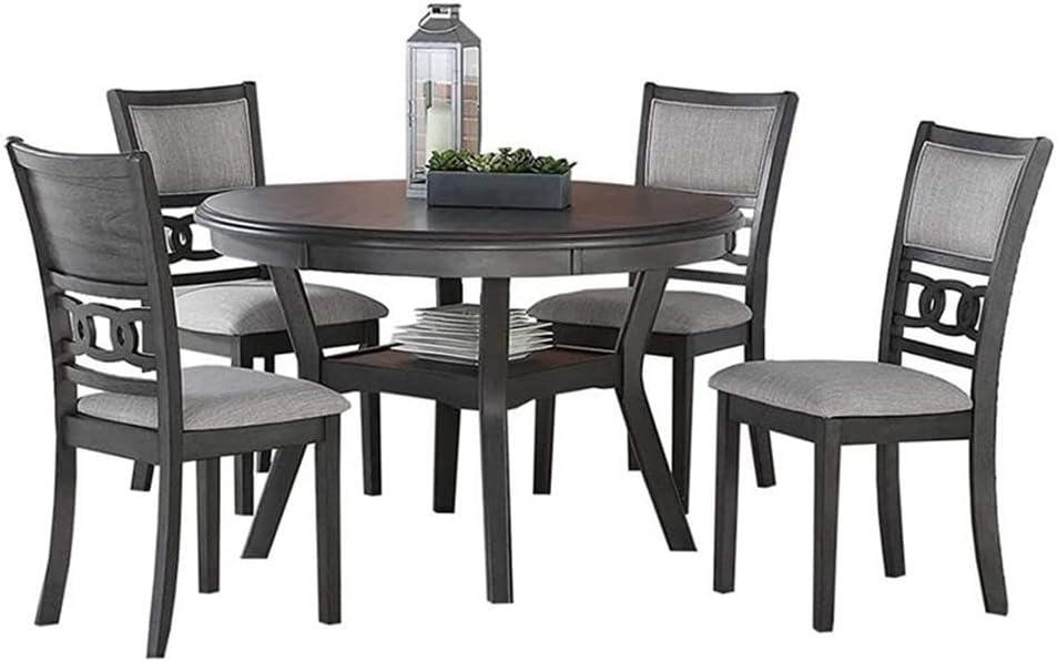 New Classic Furniture Furniture Gia 5-Piece Round Solid Wood Dining Set in Gray