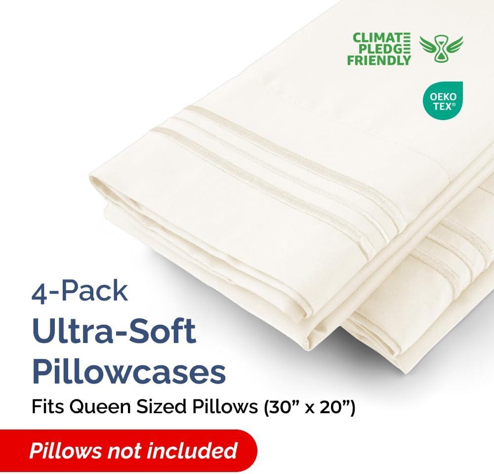 CGK Linens Soft Double Brushed Soft & Cooling Pillowcase - Set of 4