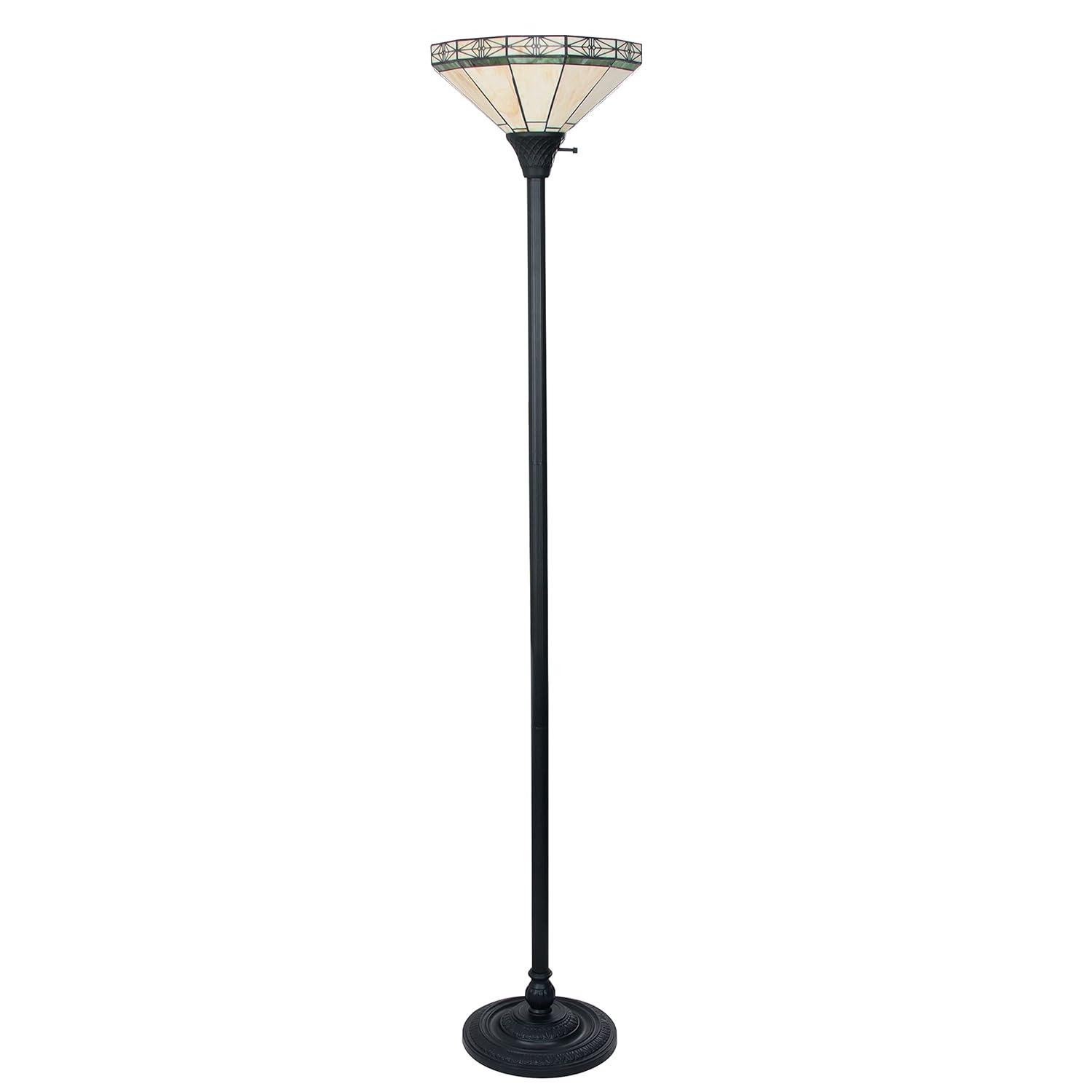 CHLOE Lighting BELLE Tiffany-style Mission Blackish Bronze 1 Light Torchiere Lamp 14" Shade