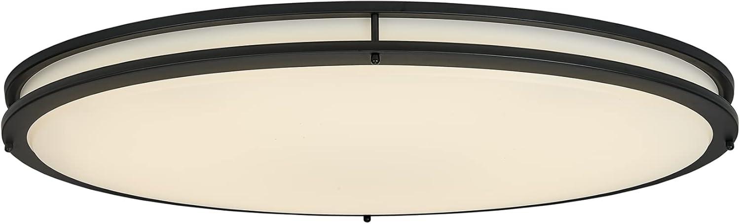 Black Oval LED Flush Mount Ceiling Light with Glass Shade