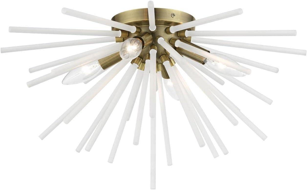 Livex Lighting Uptown 4 - Light Flush Mount in  Antique Brass