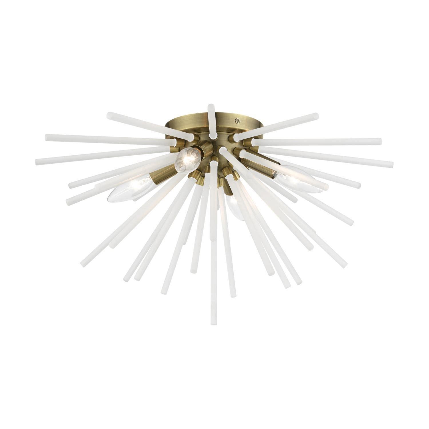Livex Lighting Uptown 4 - Light Flush Mount in  Antique Brass