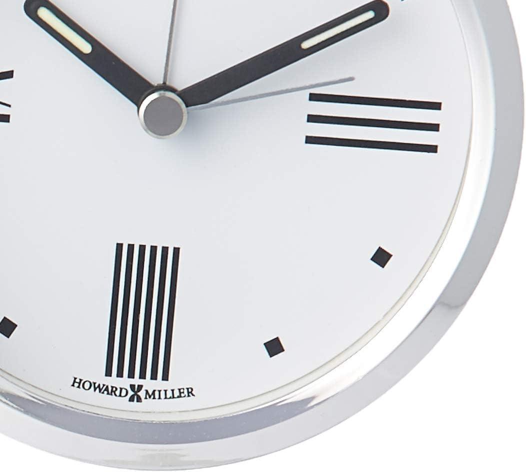 Howard Miller® Tribeca Modern & Contemporary Roman Numeral Glass Quartz Movement / Crystal Tabletop Clock with Alarm in Polished Silver/Clear