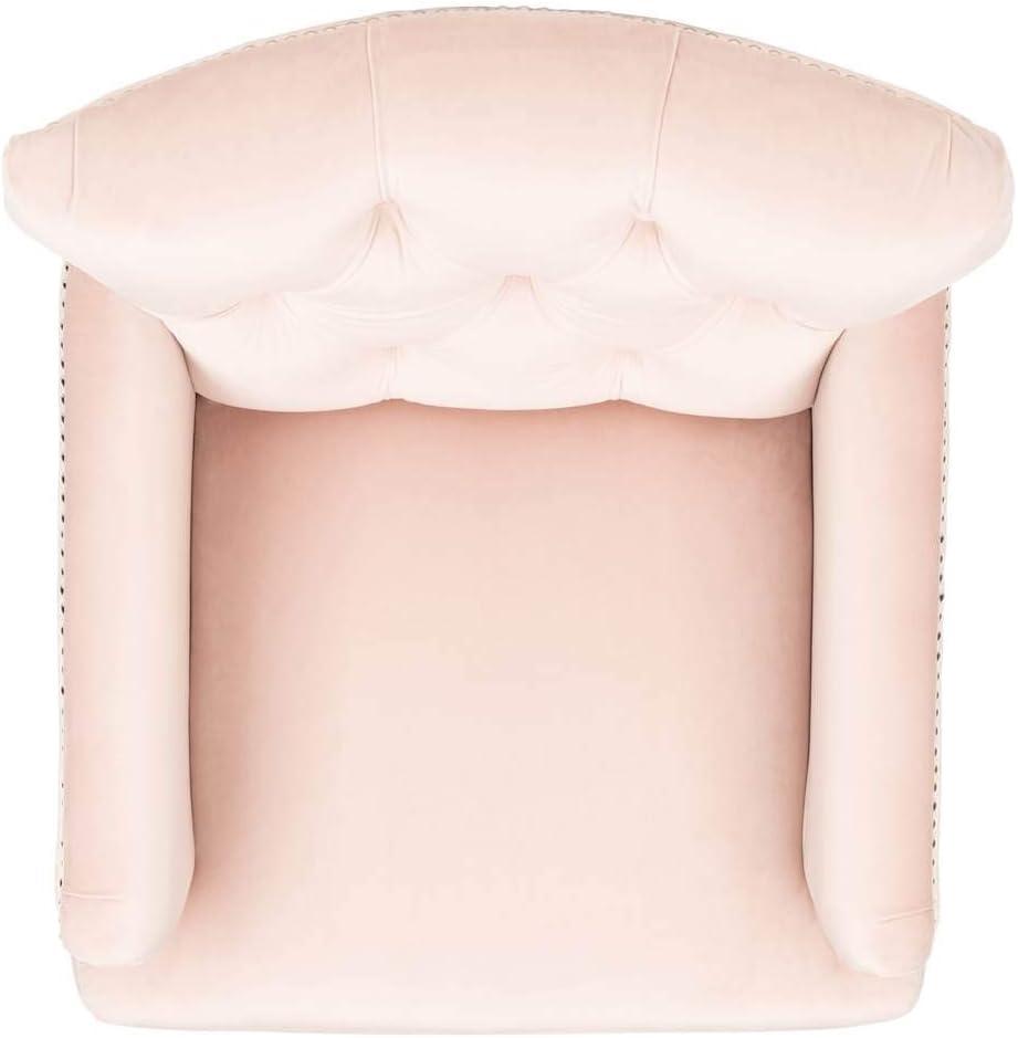 SAFAVIEH Colin Industrial Tufted Club Chair with Casters, Blush Pink/White Wash
