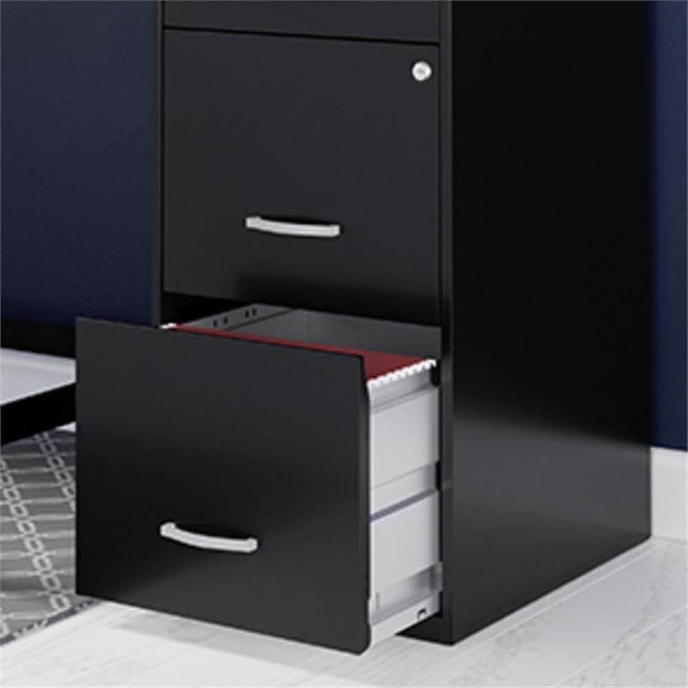 Space Solutions 18" Deep 3 Drawer Metal Organizer File Cabinet with Pencil Drawer Navy Blue: Office Storage, Steel Frame