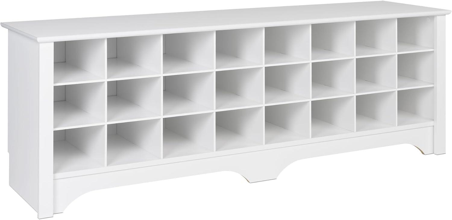 Elegant White Laminated Composite Wood 24-Shoe Cubby Bench