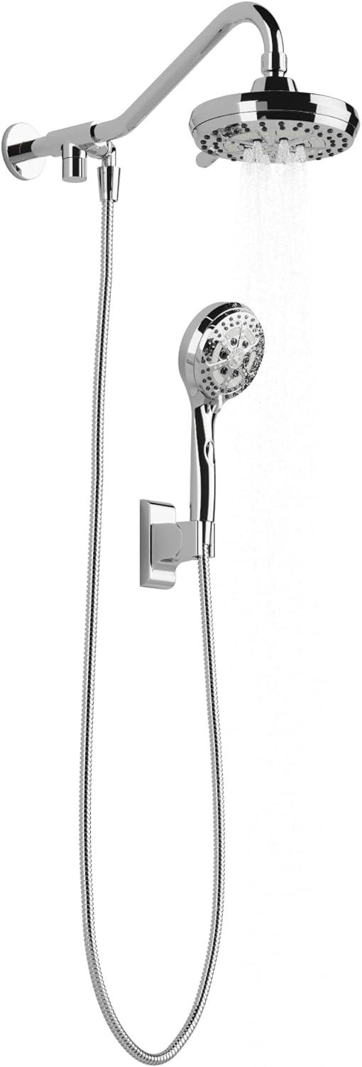 Chrome Dual Shower Head and Handheld Shower System