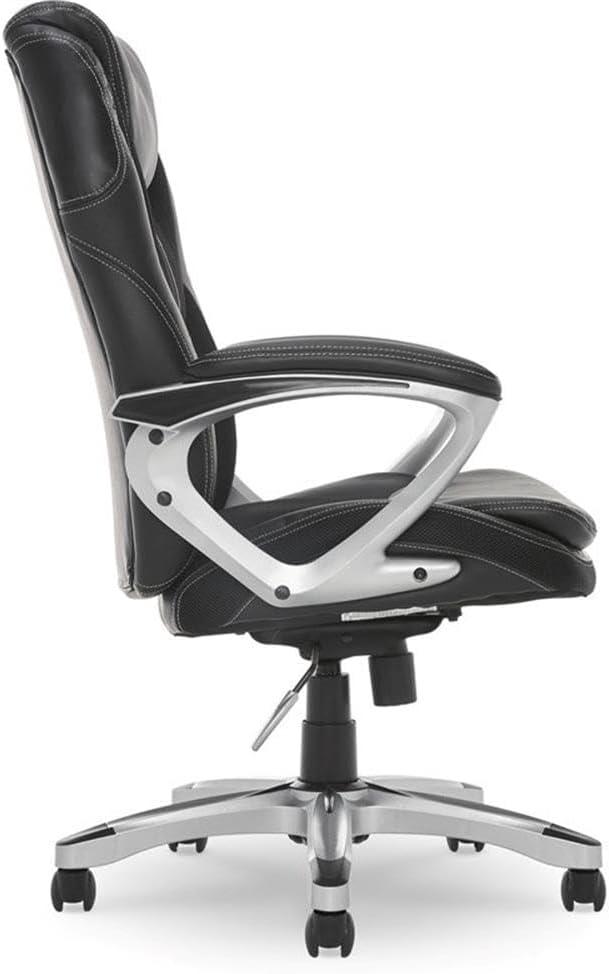 Iridescent Silver High-Back Executive Office Chair with Black Mesh