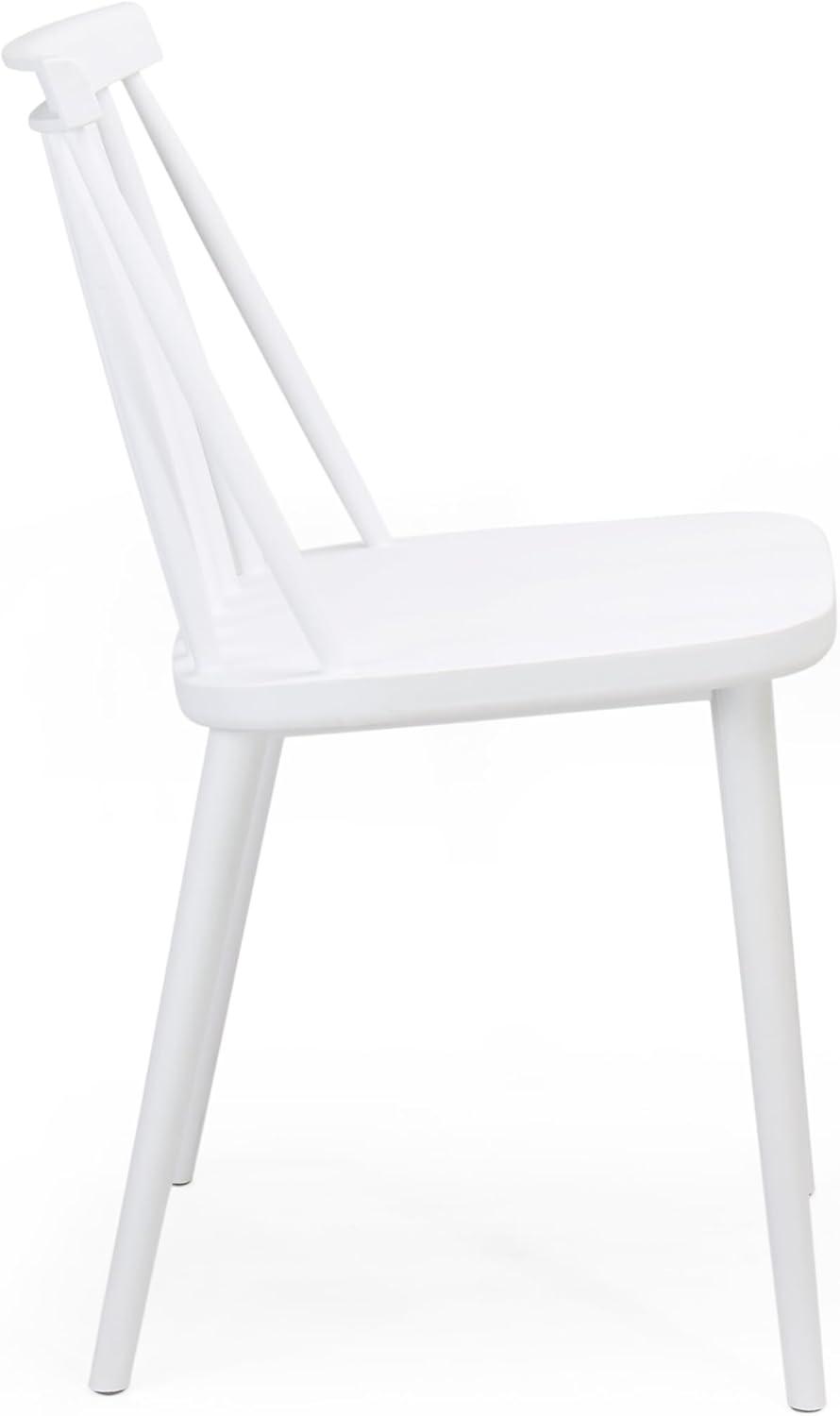 White Polypropylene Spindle Back Dining Chairs, Set of 2