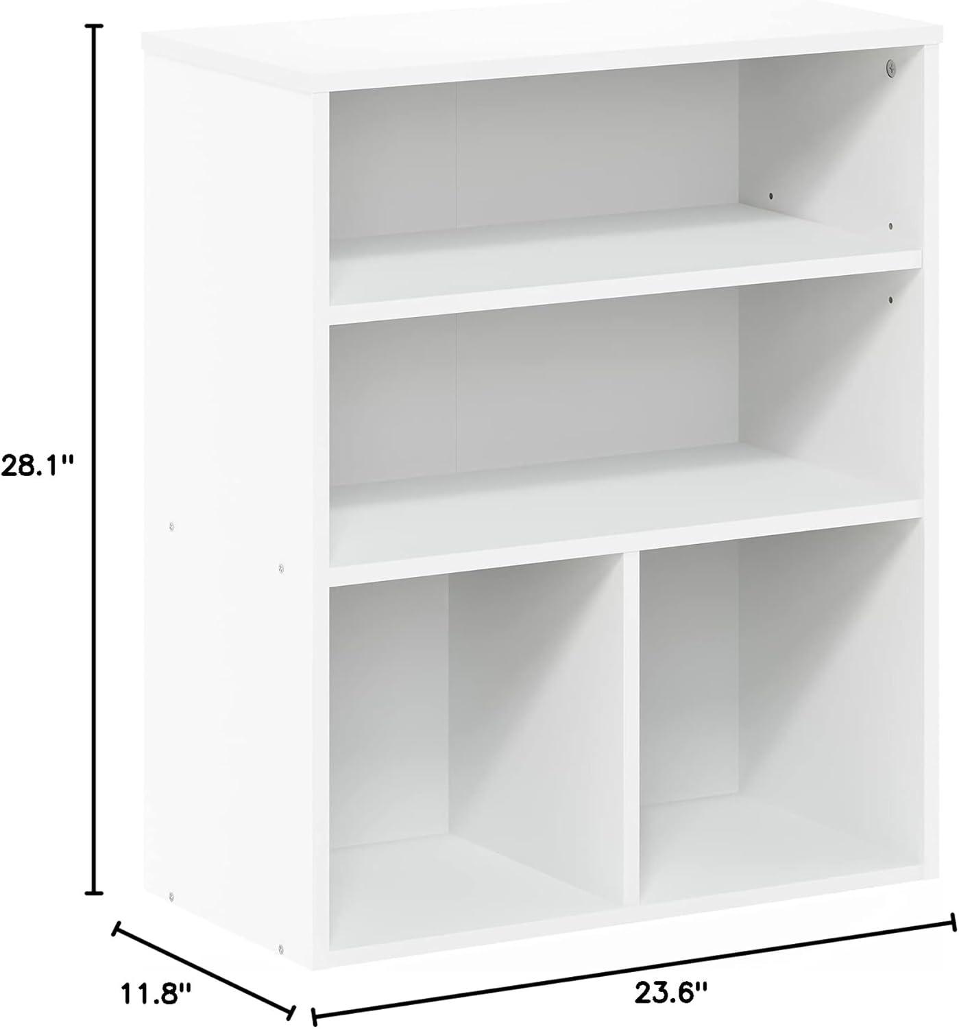 Furinno 3-Tier Open Bookcase Multipurpose Display Rack 3-Cube Storage Bookshelf Cabinet with Adjustable Shelves,White