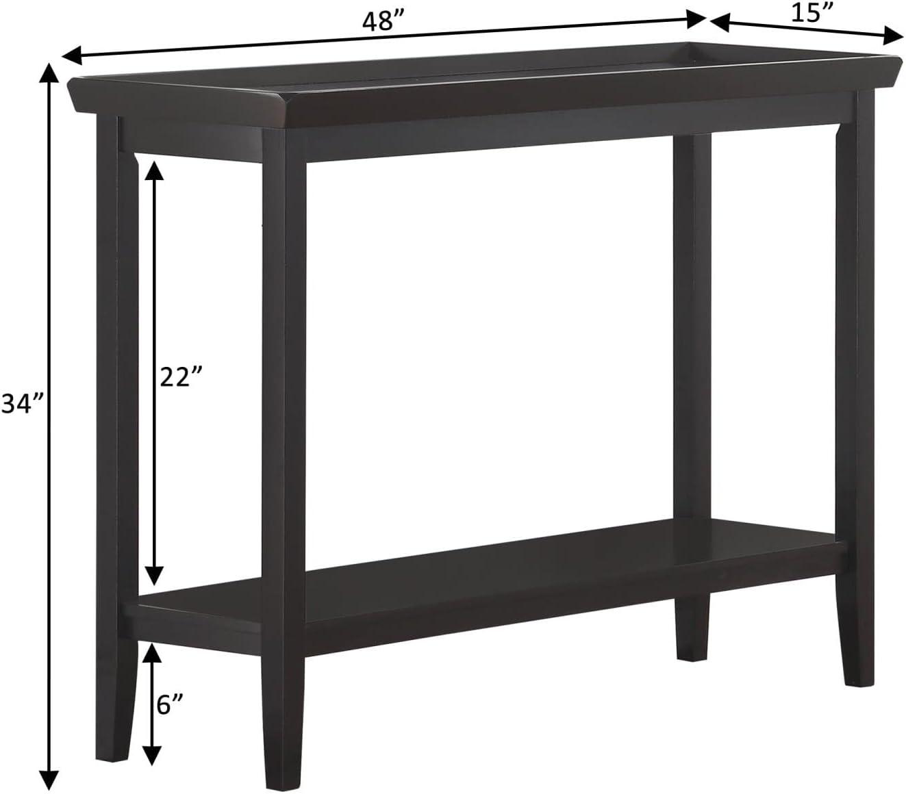 Convenience Concepts Ledgewood Console Table with Shelf, Black