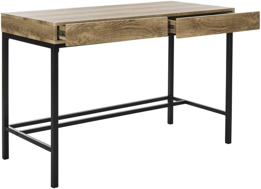 SAFAVIEH Patrick Mid-Century 2 Drawer Desk, Oak/Black