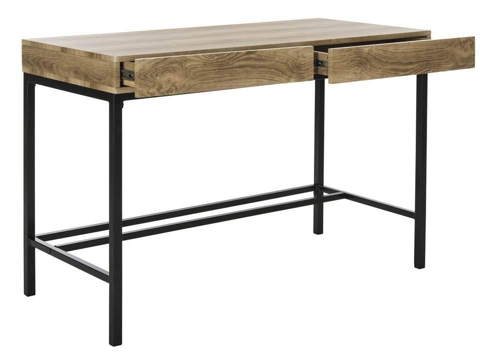 SAFAVIEH Patrick Mid-Century 2 Drawer Desk, Oak/Black