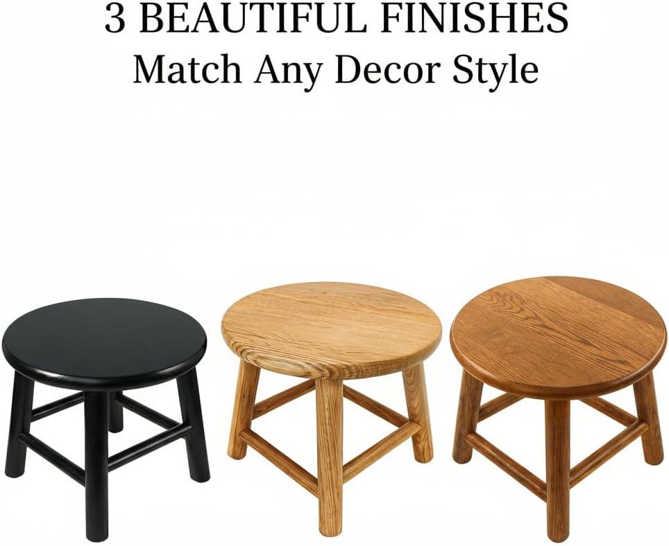 Natural Oak Handcrafted Solid Wood Kids Stool