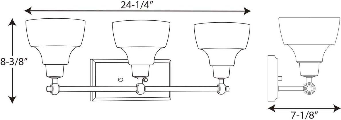 Progress Lighting Bramlett 3-Light Bath & Vanity, Brushed Nickel, Metal Reflector Shades