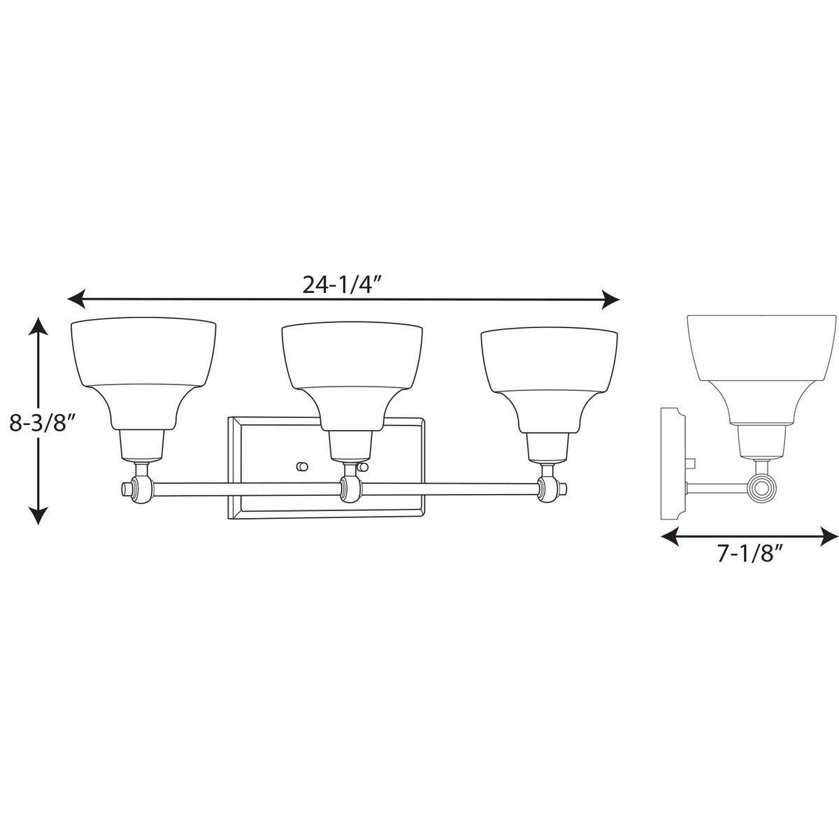 Progress Lighting Bramlett 3-Light Bath & Vanity, Brushed Nickel, Metal Reflector Shades
