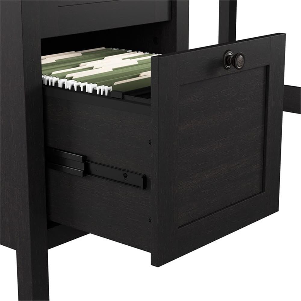Mayfield 54W Computer Desk with Drawers in Vintage Black and Reclaimed Pine