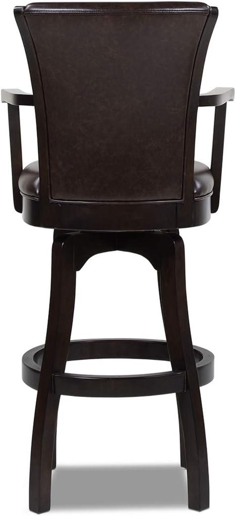 Williams 31" Swivel Bar Stool with Armrests Vintage Brown Faux Leather