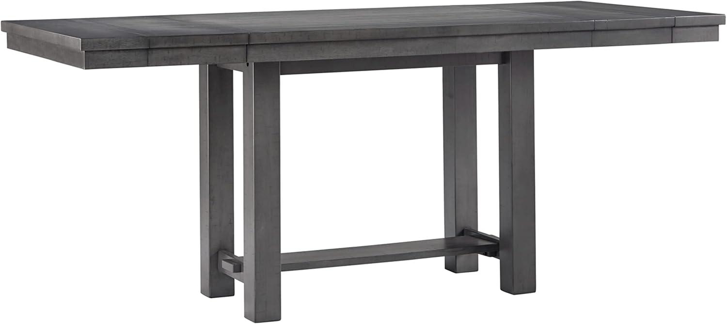 Transitional Smoky Gray Wood Extendable Counter Height Dining Table