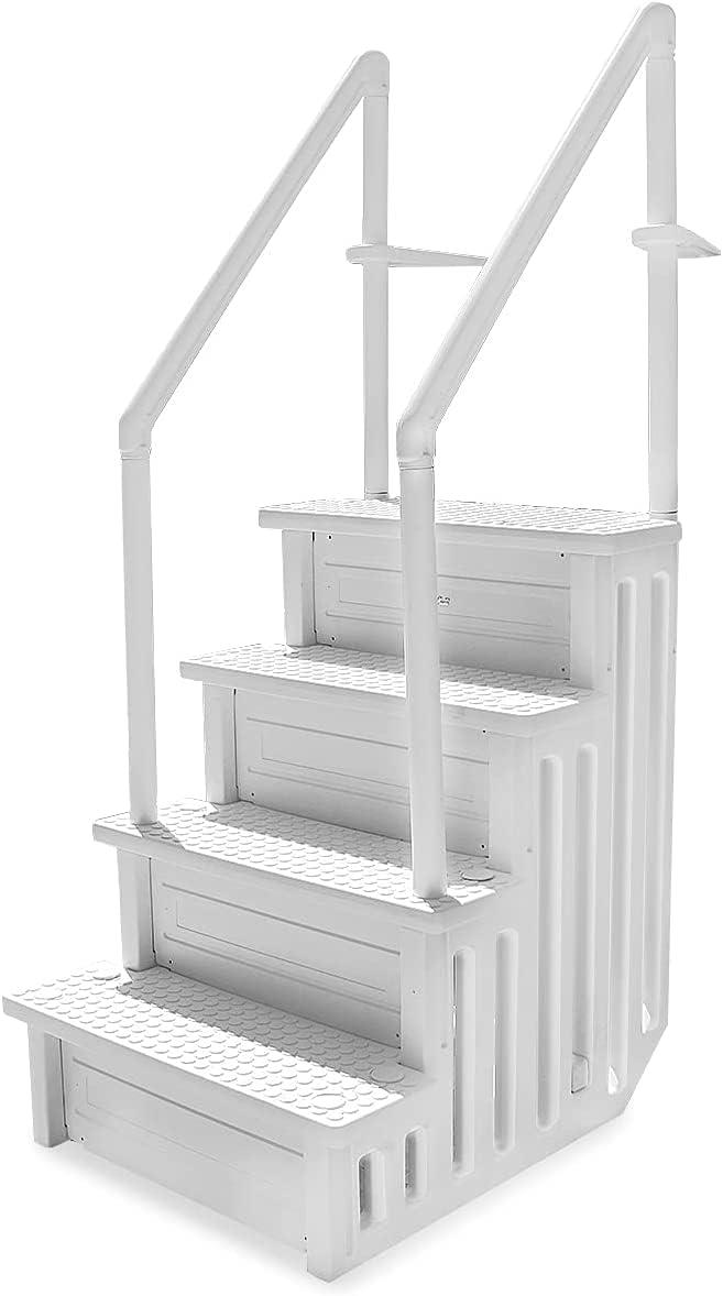 XtremepowerUS XtremepowerUS In-Pool Step Ladder with Handrails for Pools and Decks Up to 54" High