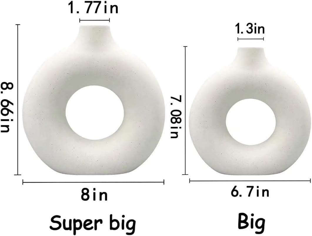 Large White Ceramic Donut Vases for Wedding Decor