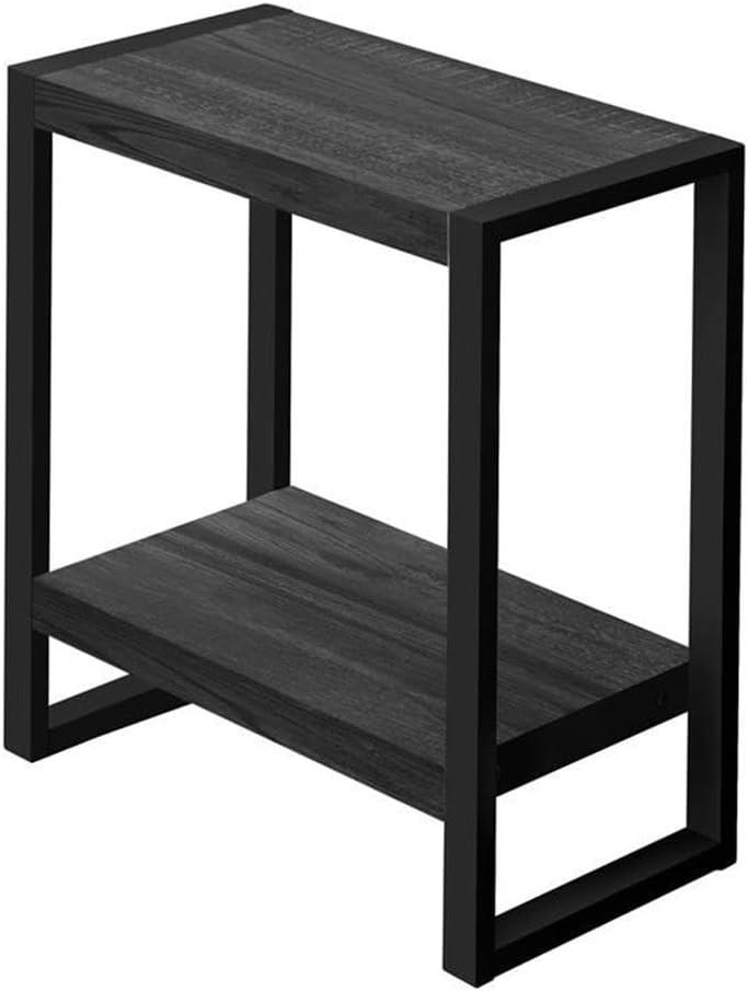 Monarch Specialties Accent Table Side End Nightstand Lamp Living Room Bedroom Metal Laminate Black Contemporary Modern
