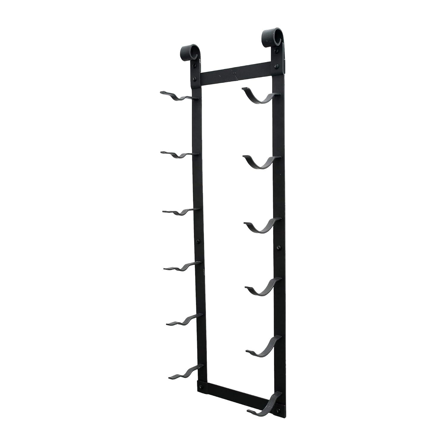 VintageView Le Rustique 6 Bottle Wall Mounted Wine Rack Stylish Modern Wine Storage with Label Forward Design (Matte Black, Set of 1)