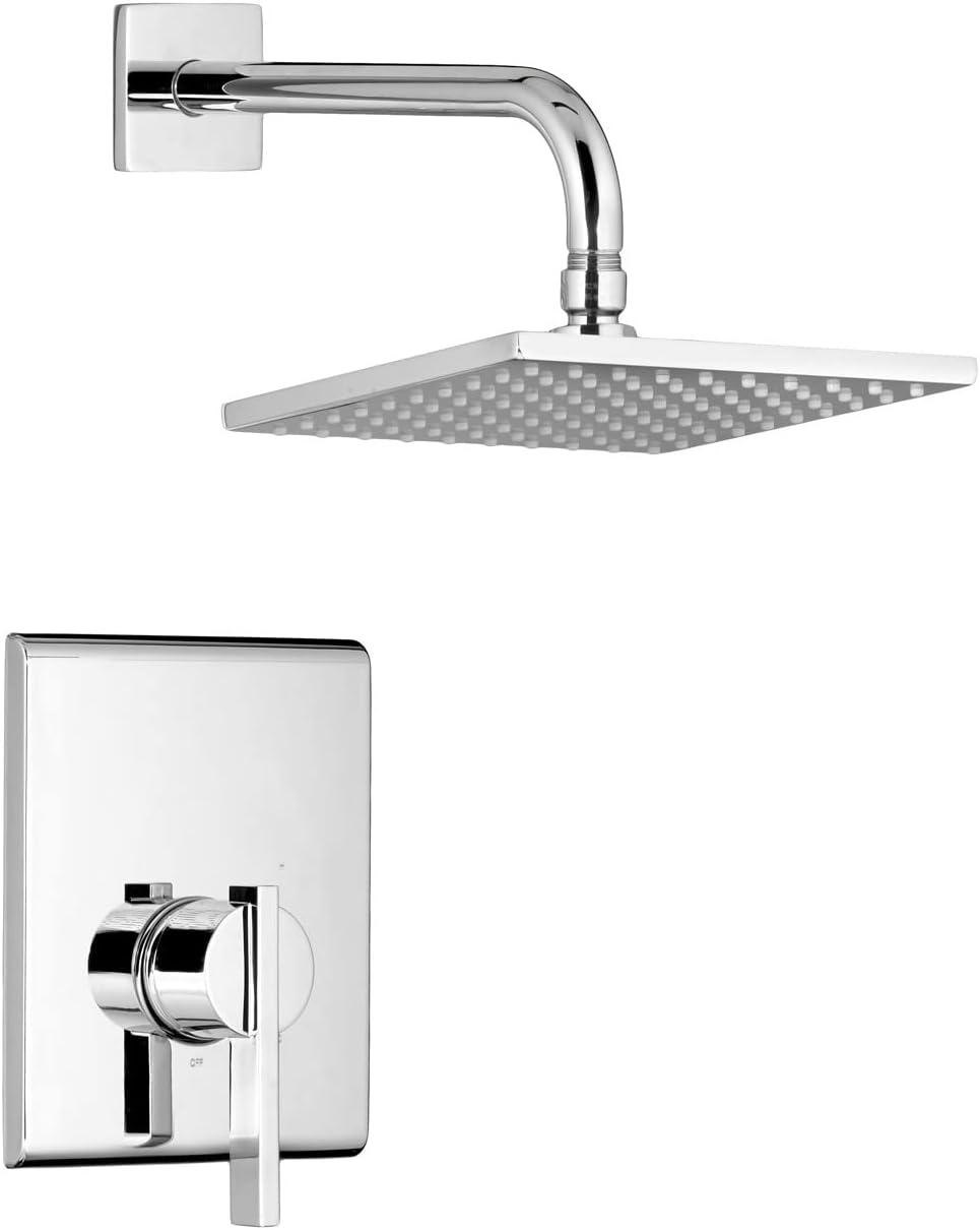 Chrome Square Wall Mounted Rain Shower Faucet Set