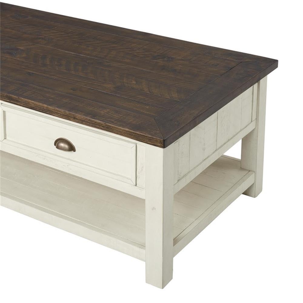 Martin Svensson Home Monterey 50" Coffee Table, Cream White and Brown