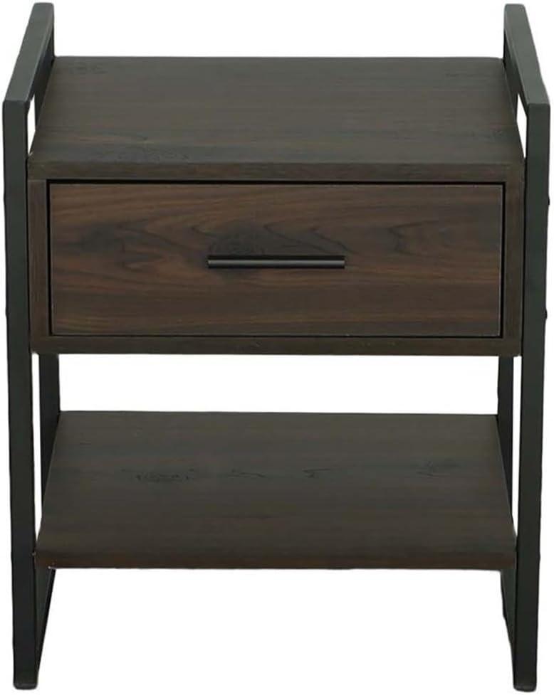 Progressive Furniture Leo Accent Nightstand in Sable Brown/Metal