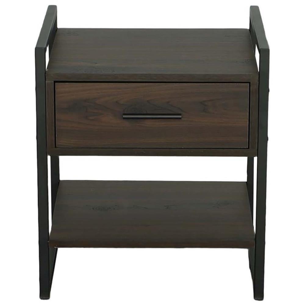 Progressive Furniture Leo Accent Nightstand in Sable Brown/Metal