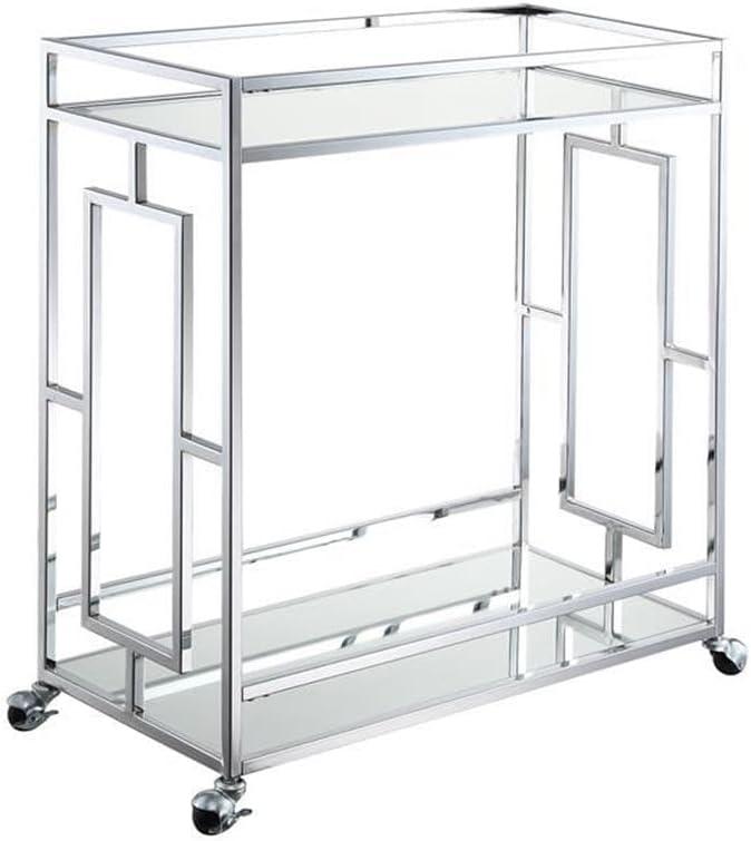 Convenience Concepts Town Square Carrito de Bar de 2 Niveles, Vidrio/espejo/cromo