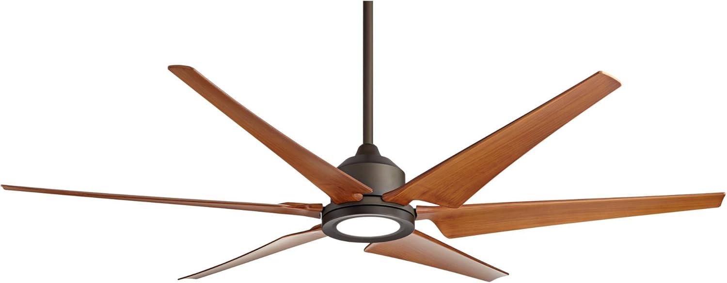 72" Casa Vieja Power Hawk Modern Indoor Outdoor Ceiling Fan with Dimmable LED Light Remote Oil Rubbed Bronze Painted Wood Damp Rated for Patio House