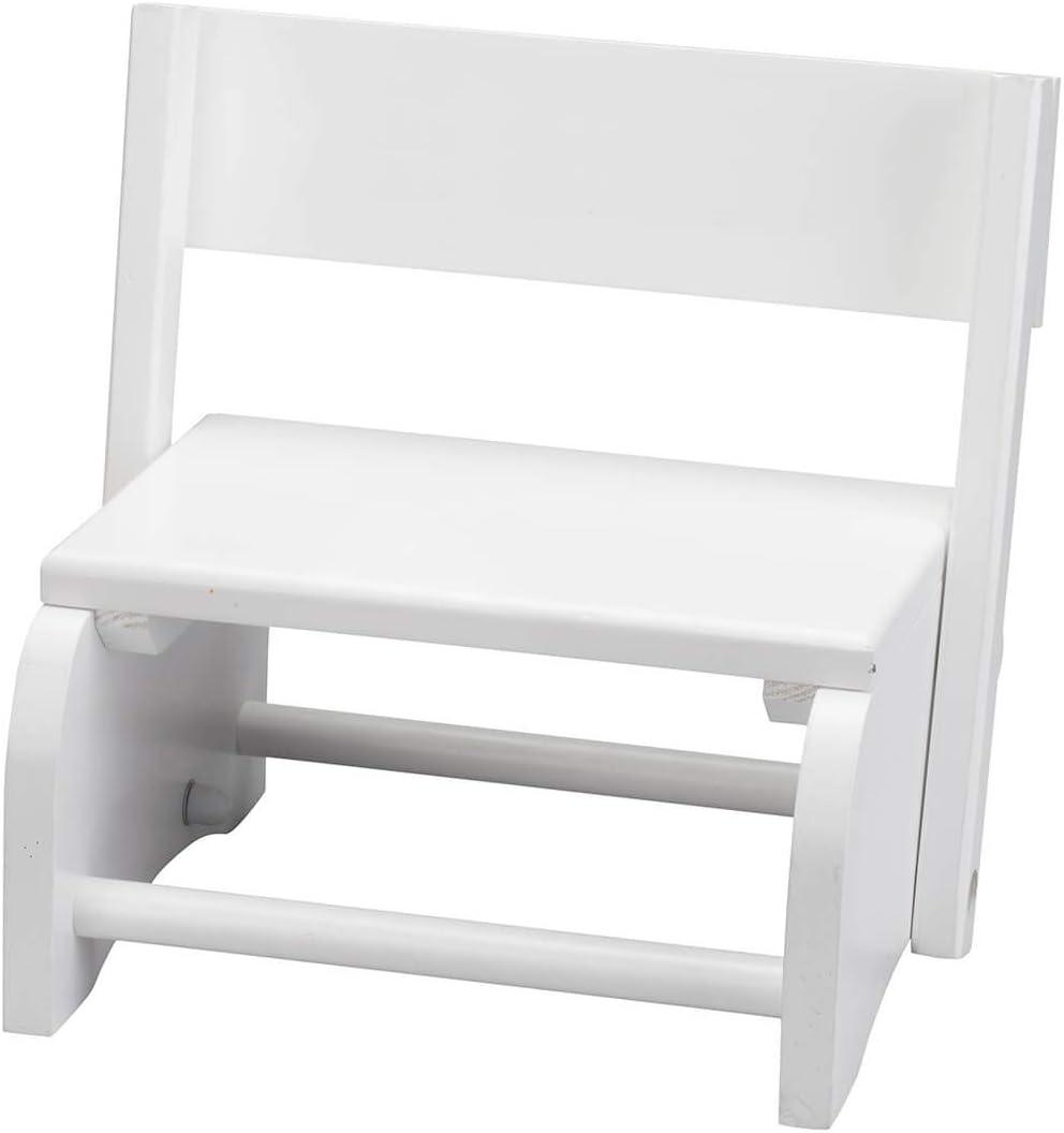 White Wooden 2-in-1 Chair and Stepstool